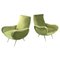 Italian Lady Style Armchairs in Green Velvet and Black Metal, 1950s, Set of 2, Image 1