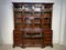 Regency Style Breakfront Bookcase in Walnut and Leather, 1920s 1