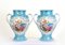 French Porcelain Floral Urn Vases in the Style of Sevres, Set of 2 1