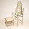 Vintage Chrome & Brass Dressing Table with Stool, 1970s, Set of 2 2