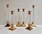 Vintage French Candlesticks in Gilt Brass and Acrylic Glass, 1970s, Set of 6 1