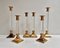 Vintage French Candlesticks in Gilt Brass and Acrylic Glass, 1970s, Set of 6, Image 1