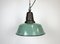 Industrial Green Enamel Factory Lamp with Cast Iron Top, 1960s 2