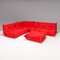 Togo Red Loop 554 Sofas by Michel Ducaroy for Ligne Roset, Set of 4, Image 2