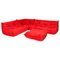 Togo Red Loop 554 Sofas by Michel Ducaroy for Ligne Roset, Set of 4 1