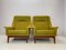 Danish Lounge Chairs with Lime Green and Yellow Fabric, Set of 2 1
