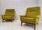 Danish Lounge Chairs with Lime Green and Yellow Fabric, Set of 2 12