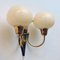 Vintage Norwegian Brass and Glass Wall Lamps by Br Sæther, 1940s, Set of 2, Image 4