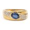 Vintage 18 Karat Gelbgold Ring mit Saphir und Diamanten, 1960er 1