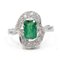 Vintage 18 Karat Weißgold Ring mit Smaragd und Diamanten, 1960er 1