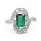 Vintage 18k White Gold Ring with Emerald and Diamonds, 1960s 1