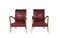 Burgundy Armchairs in Faux Leather, Set of 2 1