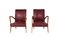 Burgundy Armchairs in Faux Leather, Set of 2, Image 1