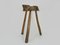 Grand Tabouret Tripode Brutaliste en Bois, 1960s 3