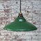 Vintage American Industrial Pendant Lamp in Green Enamel with Brass Top 4