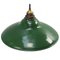 Vintage American Industrial Pendant Lamp in Green Enamel with Brass Top, Image 2