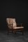 Mid-Century Danish Modern Beech & Brown Leather Armchair from Farstrup Møbler, 1970s, Image 1
