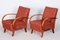 Czech Art Deco Beech & Red Fabric Armchairs attributed to Jindrich Halabala for Up Závody, 1930s, Set of 2 1