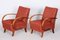 Czech Art Deco Beech & Red Fabric Armchairs attributed to Jindrich Halabala for Up Závody, 1930s, Set of 2, Image 1