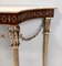 Vintage Walnut Console Table with Portuguese Pink Marble Top and Brass Frame, Italy, 1950s 15