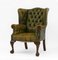 Antique Leather Button Wing Back Armchair with Claw and Ball Feet, 1920s 8