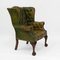 Antique Leather Button Wing Back Armchair with Claw and Ball Feet, 1920s 2