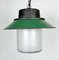 Lámpara colgante industrial de esmalte verde y hierro fundido, años 60, Imagen 6