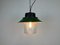Lámpara colgante industrial de esmalte verde y hierro fundido, años 60, Imagen 12