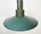 Lámpara colgante industrial de esmalte verde con superficie de aluminio fundido, 1960, Imagen 4