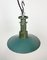 Lámpara colgante industrial de esmalte verde con superficie de aluminio fundido, 1960, Imagen 7