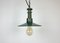 Lampe à Suspension Industrielle en Émail Vert avec Plateau en Fonte d'Aluminium, 1960 2