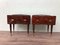 Tables de Chevet Vintage en Noyer et Plateau en Verre, 1950s, Set de 2 1