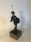 Bronze Soldier Sculpture with Helmet, Lance and Shield on Marble Base, 1920s 3