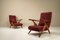 Reclining Burgundy Lounge Chairs n the Style of Antonio Gorgone, Italy, 1950s, Set of 2 1