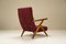 Reclining Burgundy Lounge Chairs n the Style of Antonio Gorgone, Italy, 1950s, Set of 2 5