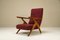Reclining Burgundy Lounge Chairs n the Style of Antonio Gorgone, Italy, 1950s, Set of 2 6
