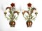 Large Mid-Century Modern Italian Floral Metal Sconces, Set of 2 1