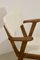 Scandinavian Wooden Armchair in Jacquard Velvet White, 1950s 3