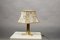 Goldene Vintage Hollywood Regency Lampe mit psychedelischem Schirm, 1970er 1