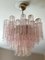 Pink Murano Chandelier with Tubular Prisms, 2010s, Image 1