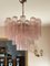 Pink Murano Chandelier with Tubular Prisms, 2010s 3