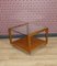 Mesa de centro pequeña de madera de vidrio sobre rollos, años 60, Imagen 1