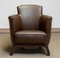 Swedish Tan -Brown Nailed Leather Lounge Chair by Otto Schultz for Boet, 1935, 1930s 1