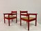 Italian Red Armchairs with Rush Seats, 1960s, Set of 2 5