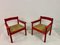 Italian Red Armchairs with Rush Seats, 1960s, Set of 2 3