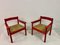 Rote Italienische Sessel mit Rush Sitzen, 1960er, 2er Set 3