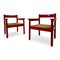 Italian Red Armchairs with Rush Seats, 1960s, Set of 2, Image 1
