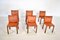 Cognac Leather 412 Cab Chairs by Mario Bellini for Cassina, 1980s , Set of 6 1