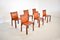 Cognac Leather 412 Cab Chairs by Mario Bellini for Cassina, 1980s , Set of 6 2