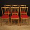 Italian Chairs in Exotic Wood and Faux Leather, 1960, Set of 6 1